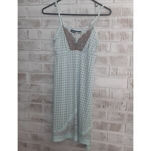 Studio by Donatella Lace panel Nightgown sz S Seafoam Blue & Mocha